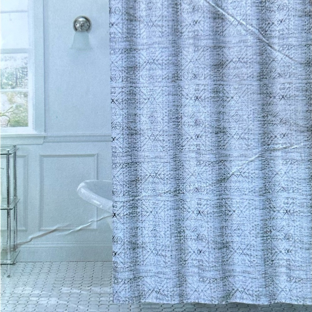 WILLOW & FIG Soft Neutral Geometric Modern Tribal Boho Shower Curtain #02252610